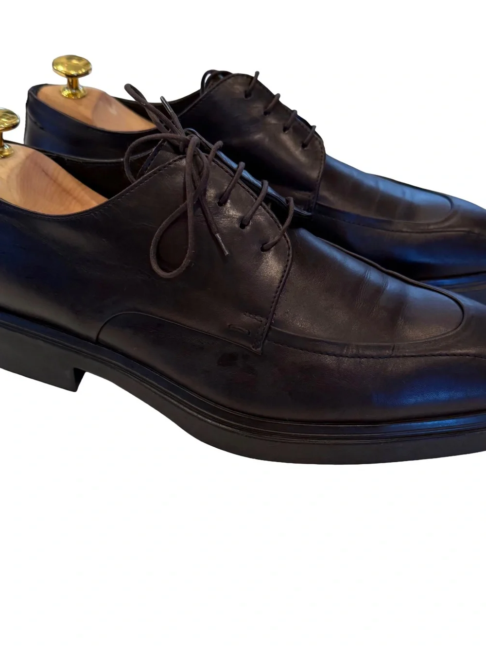 Hugo Boss Mens Derby Shoes Dark Brown Leather Oxfords Sz 8.5 Pristine!